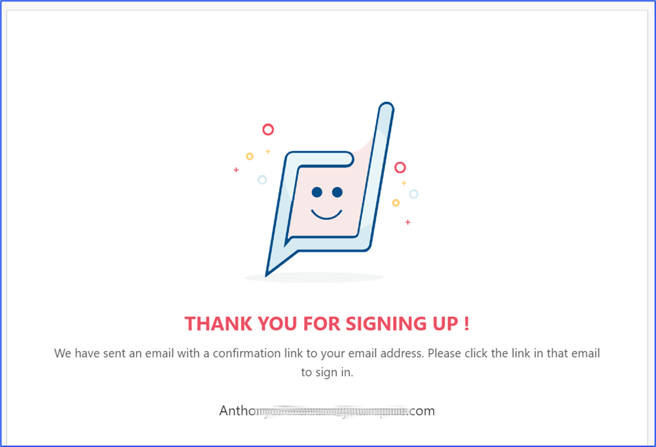 Figure 3. Successful sign-up screen